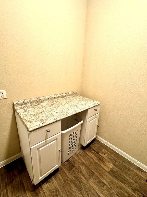 bathroom with vanity and wood-type flooring