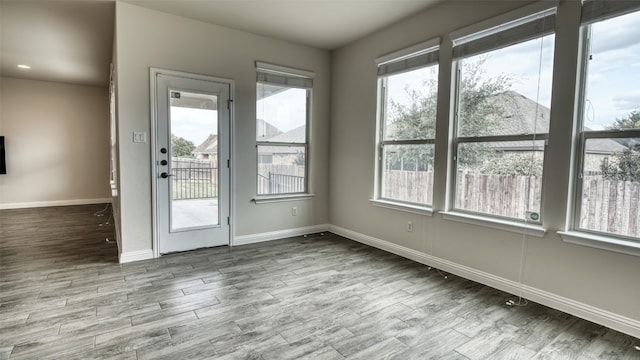 interior space with light hardwood / wood-style floors