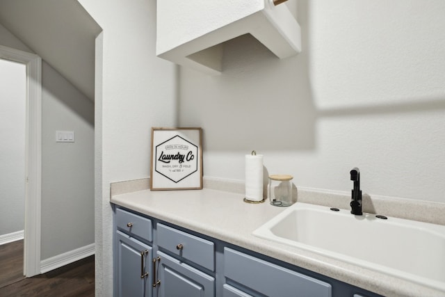 kitchen with dark hardwood / wood-style floors and sink