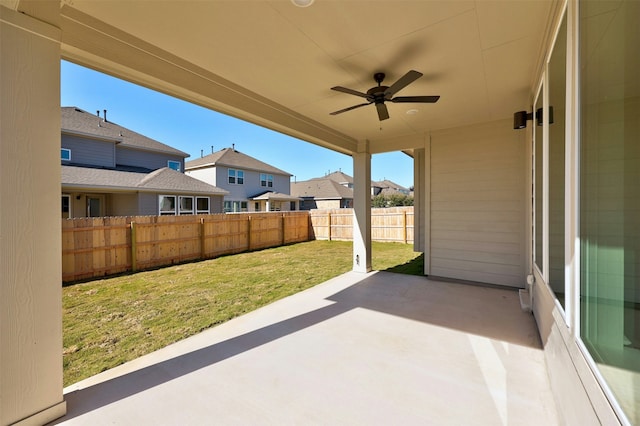 view of patio with ceiling fan