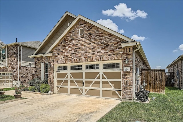 exterior space with a garage