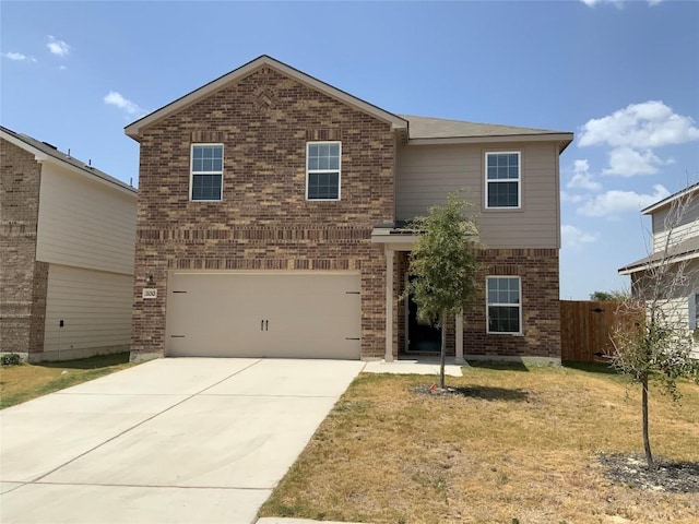 300 Silvercrest Ln, Jarrell, TX 76537 - traditional-style home featuring brick siding, an attached garage, and driveway