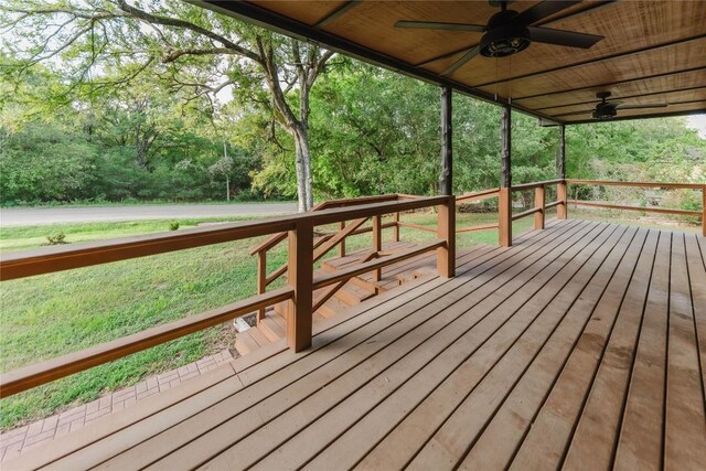 188 W Kaanapali Ln, Bastrop, TX 78602 - deck with a ceiling fan and a lawn
