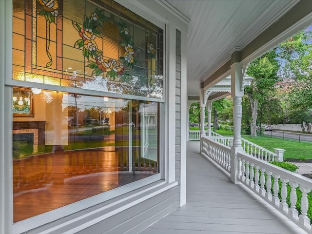 wooden deck featuring a porch