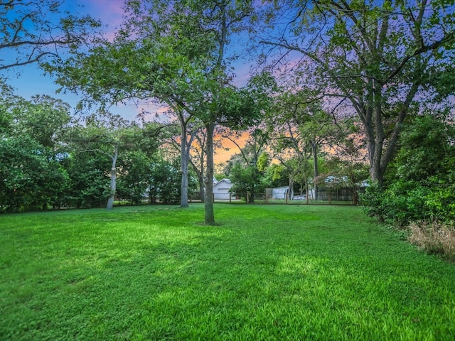 view of yard at dusk