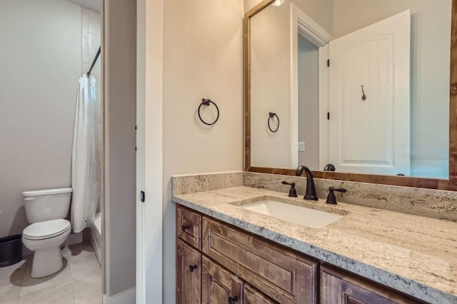 100 Gabgrove Ct, Georgetown, TX 78633 - bathroom with vanity, tile patterned floors, and shower / bath combination with curtain