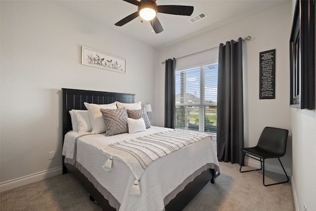 bedroom with carpet floors and ceiling fan