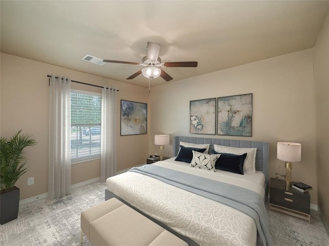 bedroom featuring ceiling fan