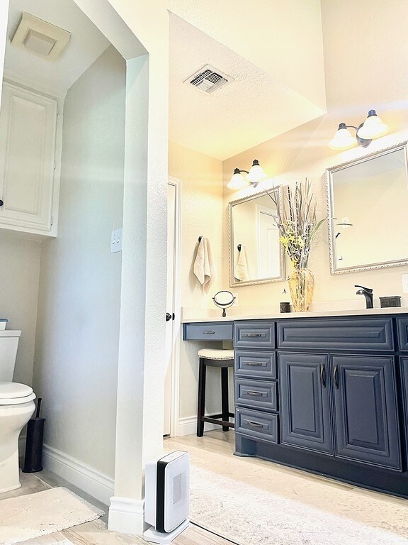 bathroom featuring toilet and vanity