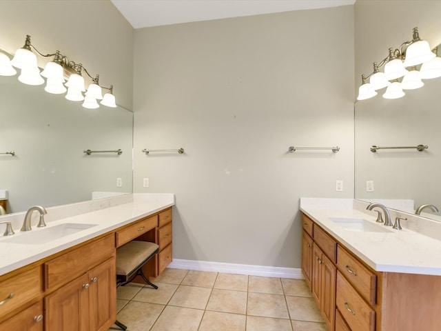 bathroom with vanity and tile patterned floors