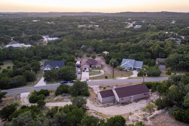 view of aerial view at dusk