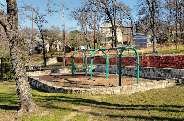 view of play area with a lawn