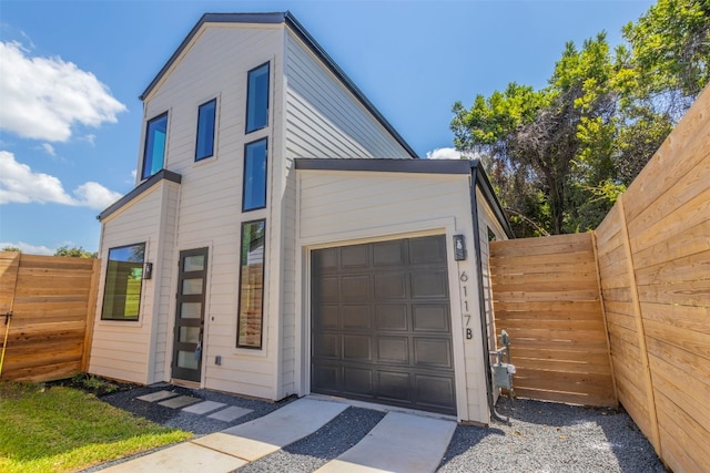 exterior space featuring a garage