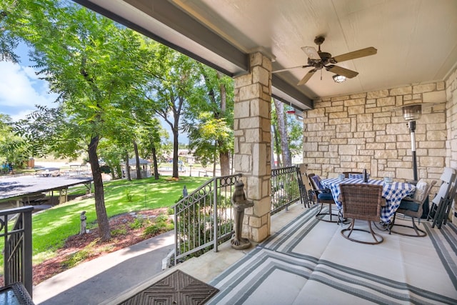 view of patio with ceiling fan