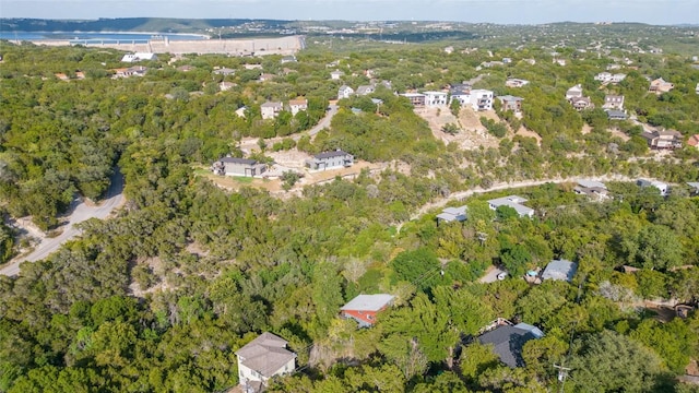 bird's eye view featuring a view of trees