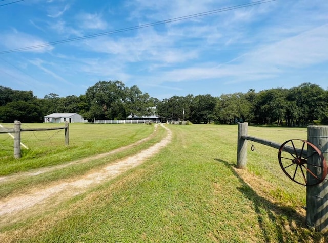 exterior space with a rural view