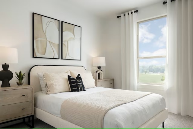 bedroom with carpet flooring and multiple windows