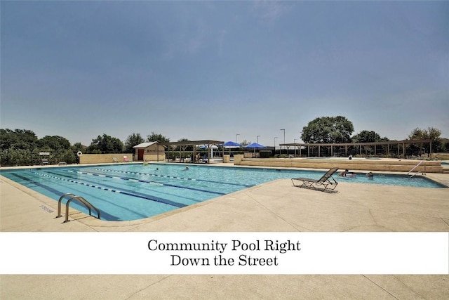 view of swimming pool with a patio