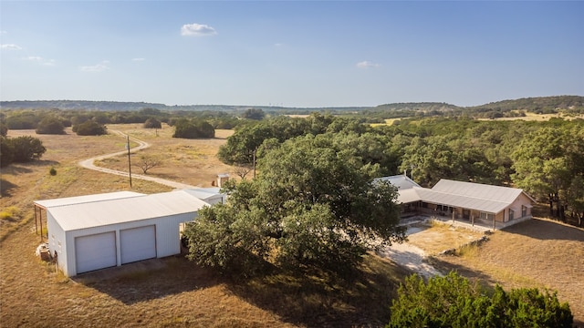 drone / aerial view with a rural view