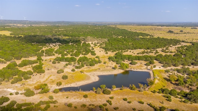 aerial view featuring a rural view and a water view