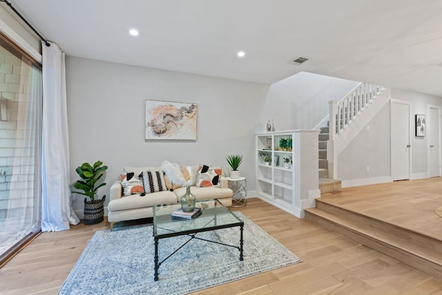 living room featuring light wood-type flooring