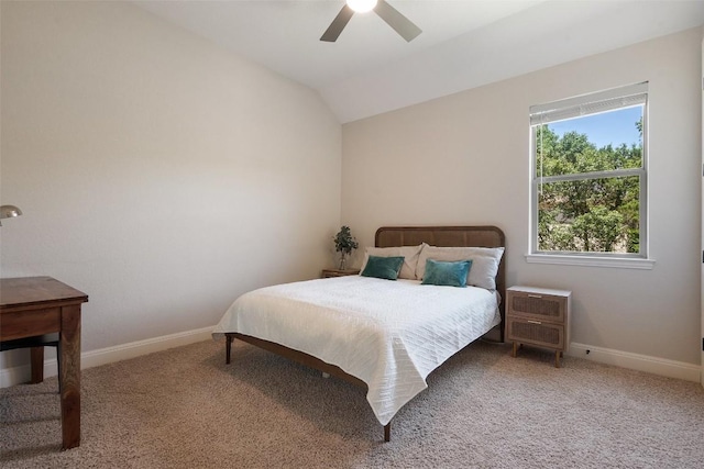 1104 Lions Lair, Leander, TX 78641 - carpeted bedroom with lofted ceiling and ceiling fan
