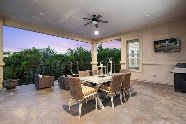 1104 Lions Lair, Leander, TX 78641 - view of patio / terrace with ceiling fan and outdoor dining space