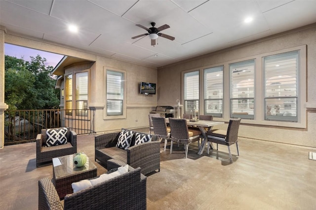 1104 Lions Lair, Leander, TX 78641 - view of patio with outdoor lounge area, ceiling fan, and outdoor dining space