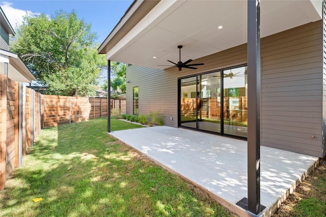 2109 Wordsworth Dr Unit 1, Austin, TX 78704 - fenced backyard featuring a patio and a ceiling fan