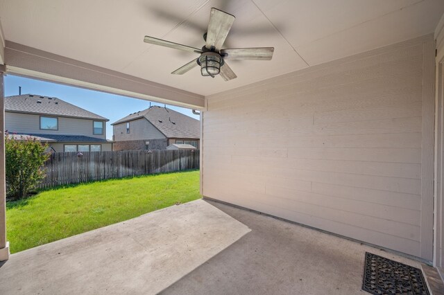 view of patio / terrace featuring ceiling fan