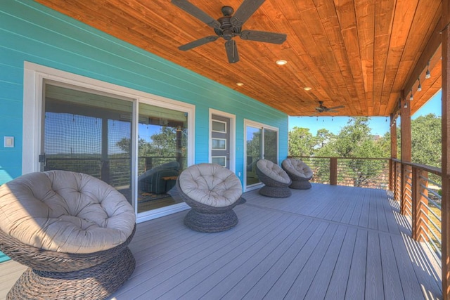 deck featuring a ceiling fan