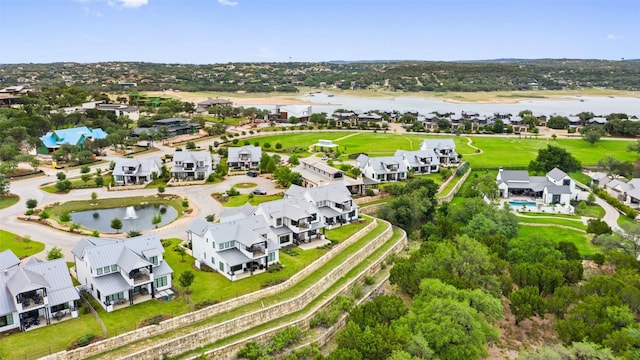 bird's eye view featuring a water view