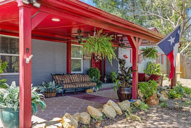 view of patio / terrace with ceiling fan