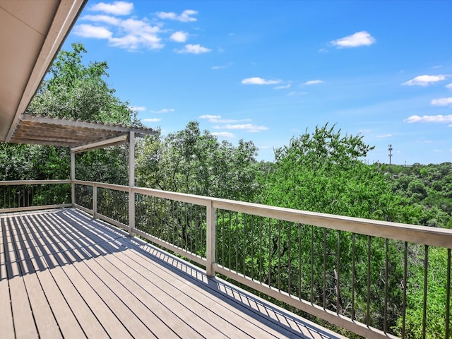 wooden terrace featuring a pergola