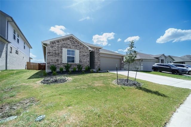 view of front facade featuring a garage and a front lawn