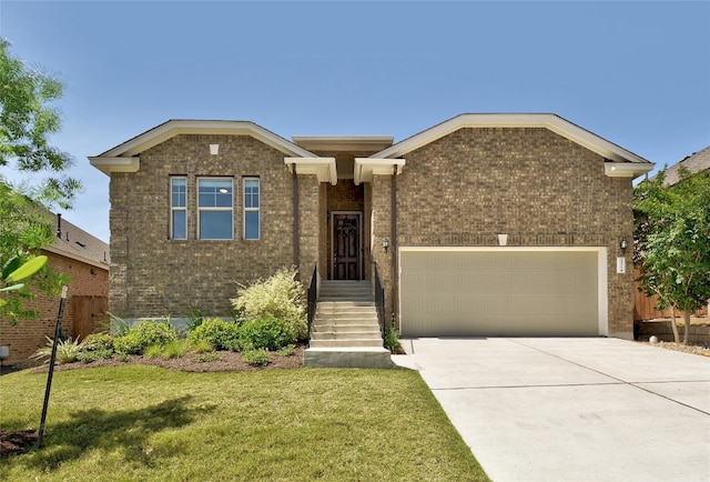 view of front facade featuring a garage and a front yard