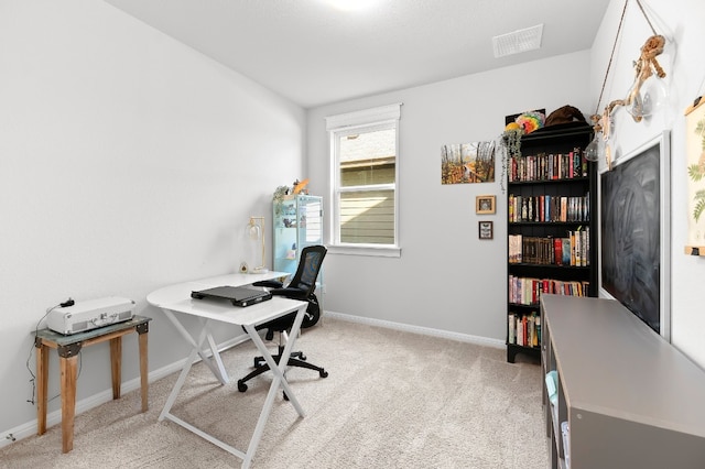 office with light colored carpet