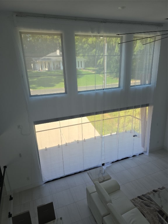 interior space featuring light tile patterned flooring