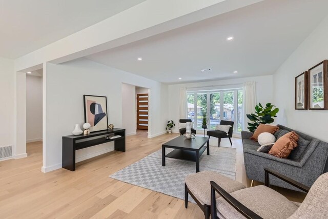 living room featuring light hardwood / wood-style flooring