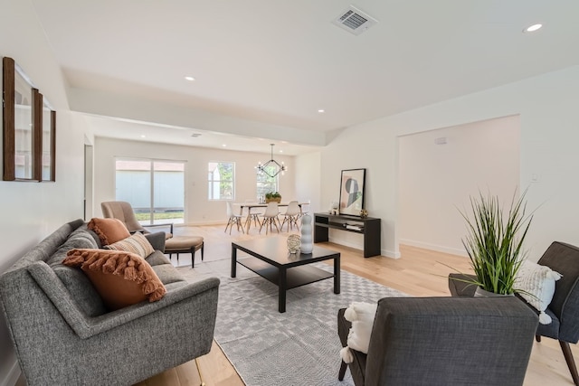 living room featuring light hardwood / wood-style flooring