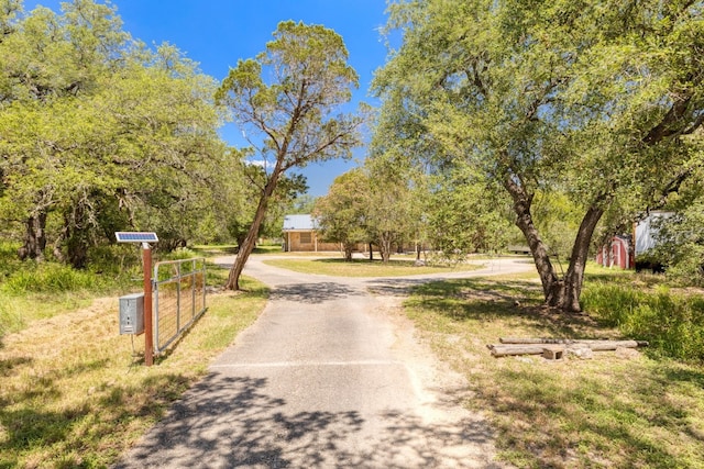 view of street with aphalt driveway and a gated entry
