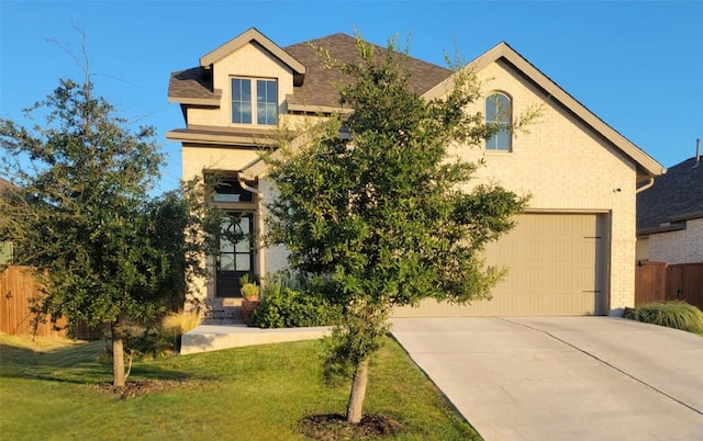 view of front of home with a garage and a front yard