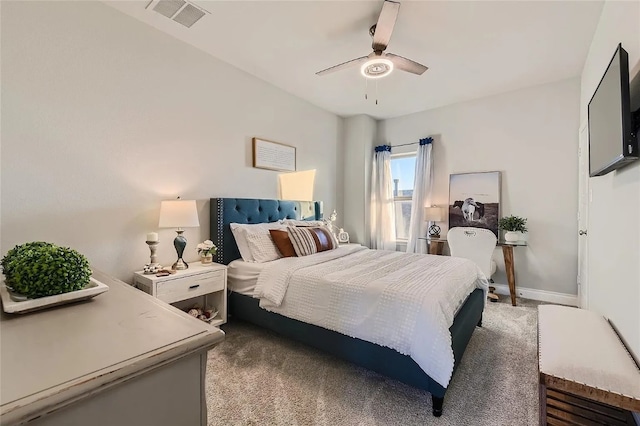 bedroom with carpet and ceiling fan