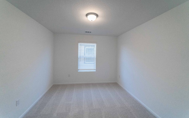 carpeted empty room featuring a textured ceiling