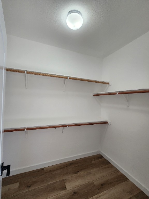 spacious closet with dark wood-type flooring