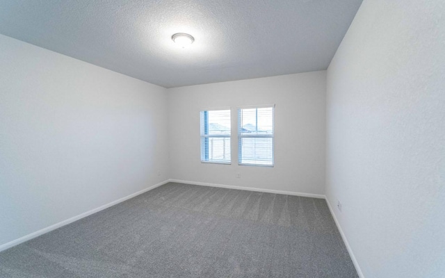 carpeted spare room featuring baseboards and a textured ceiling