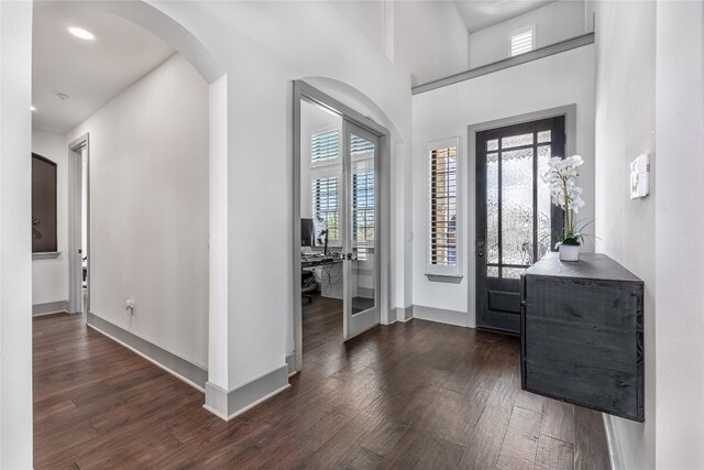 entrance foyer featuring dark hardwood / wood-style flooring