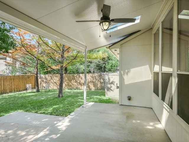 view of patio / terrace featuring ceiling fan