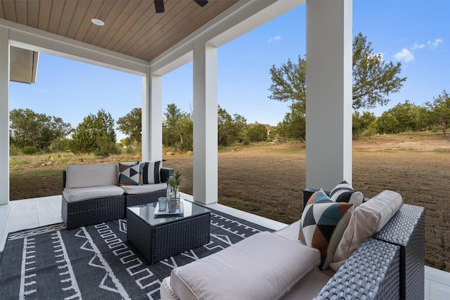 sunroom with wooden ceiling