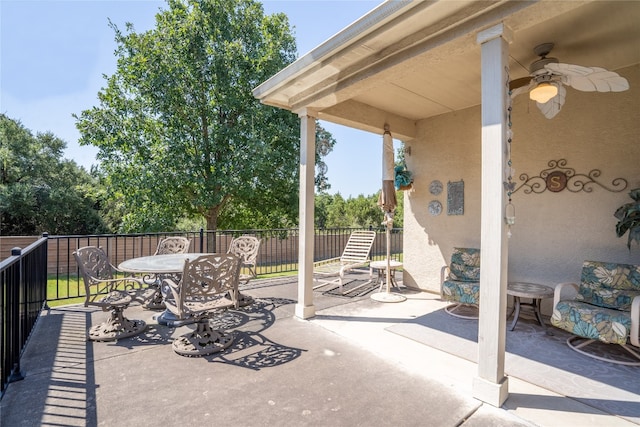 view of patio with ceiling fan